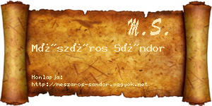 Mészáros Sándor névjegykártya