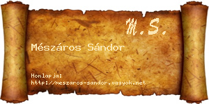 Mészáros Sándor névjegykártya